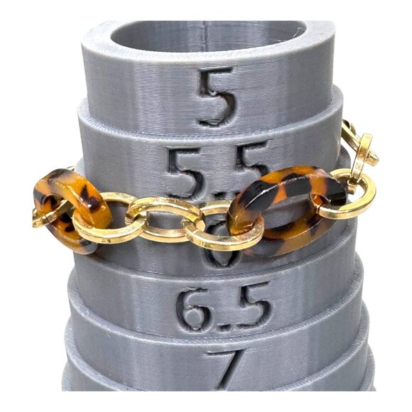 Vintage Tortoise shell Lucite Gold Chain Bracelet Designer Statement Piece 6" - Picture 6 of 8